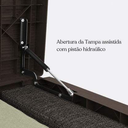 Baú Plástico 511 Litros Marrom Sumatra Banco para 350kg- Resistente a Sol e Chuva
