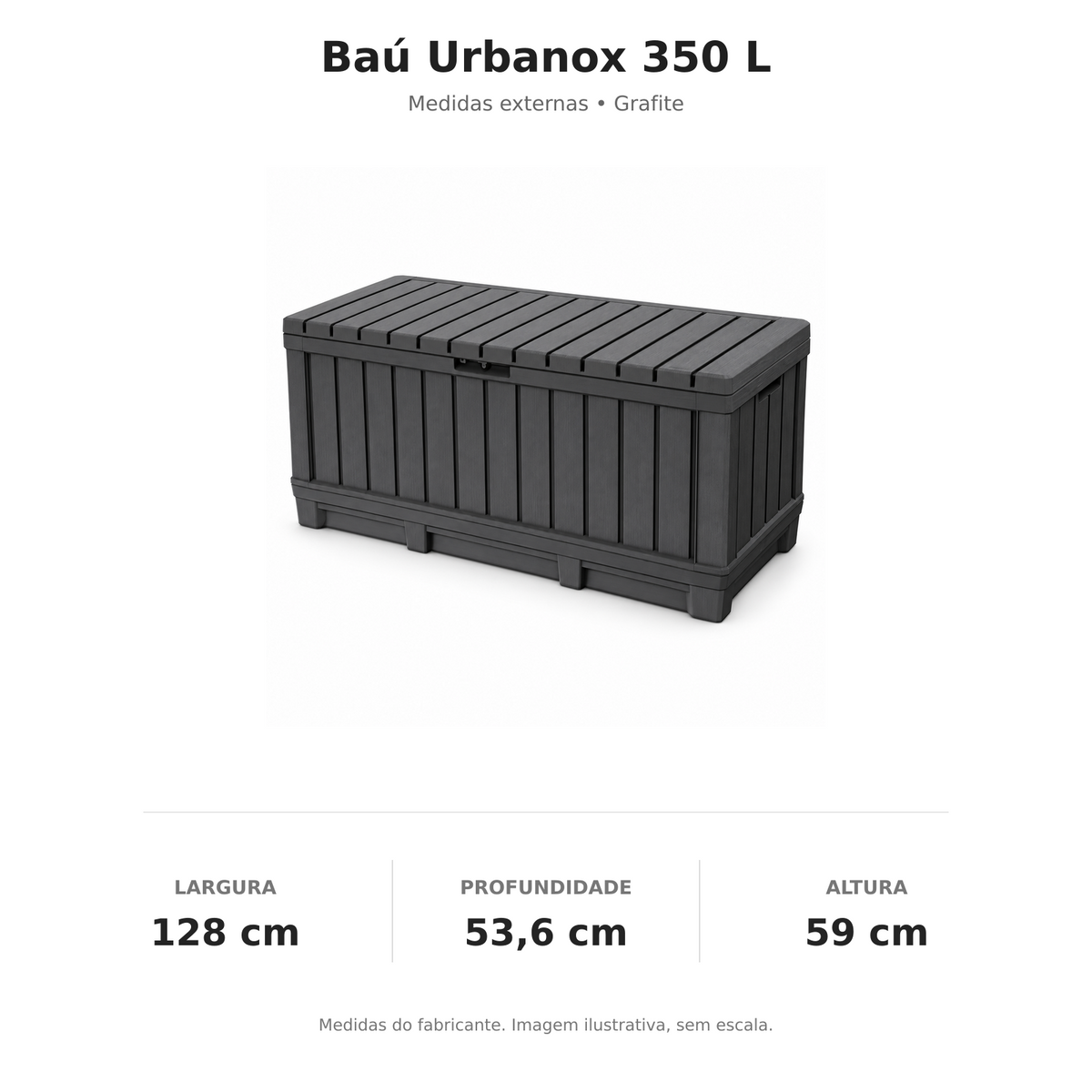 Medidas do Baú Urbanox 350 litros