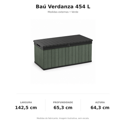 Medidas do Baú Verdanza 454 litros