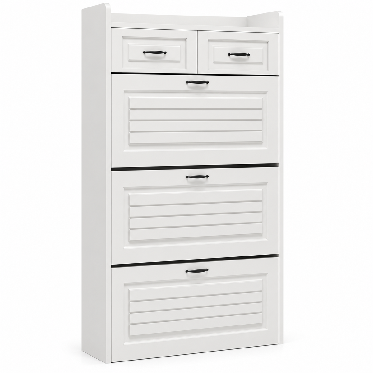Sapateira Linea Home branco puro com 3 portas e 2 gavetas