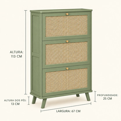 Medidas da Sapateira Serena Home verde sálvia: 113 x 67 x 25 cm
