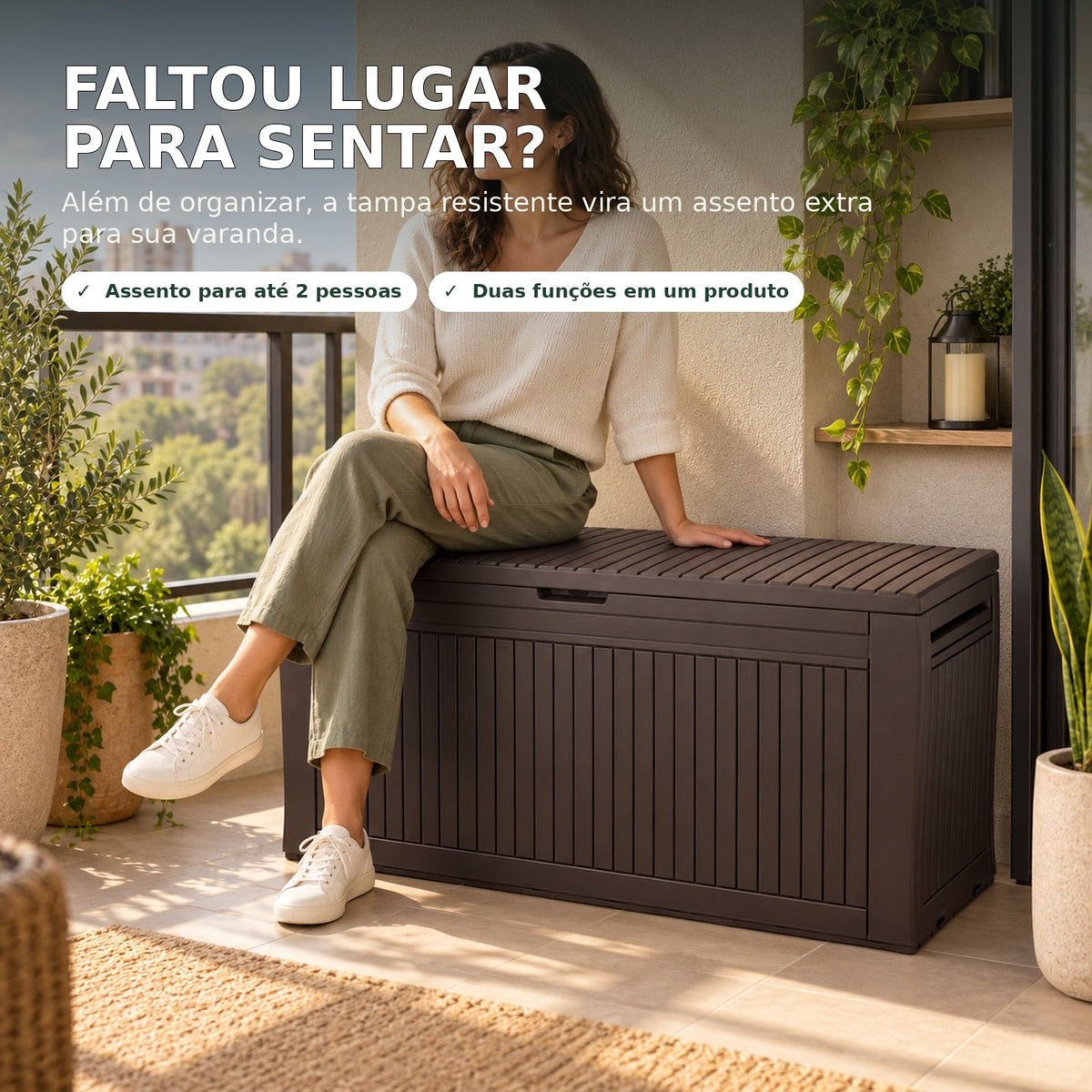 Baú Terranova 270L usado como assento