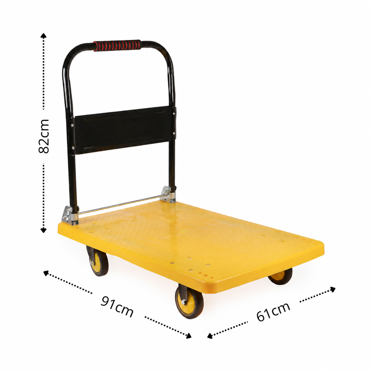 Carrinho Plataforma de Carga Dobrável 300kg em Aço Carbono com Rodas PU